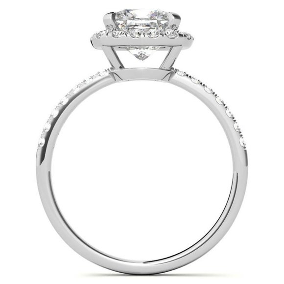 7mm-1.50Ct Cushion Moissanite Ring & Lab Diamond - Picture 3 of 8